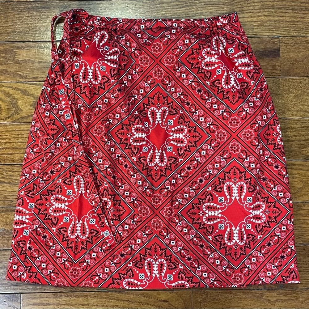 Coldwater Creek Bandana Wrap Skirt Red Women's S Western A Line Boho Western - Picture 3 of 7